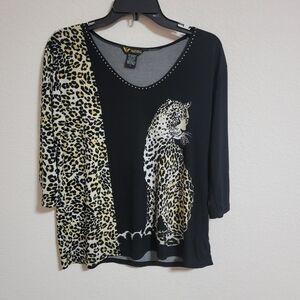 Valentina Black Leopard Embellished Top